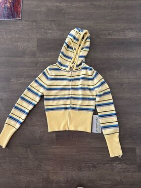 Striped Zip-Up Hoodie in Yellow and Blue